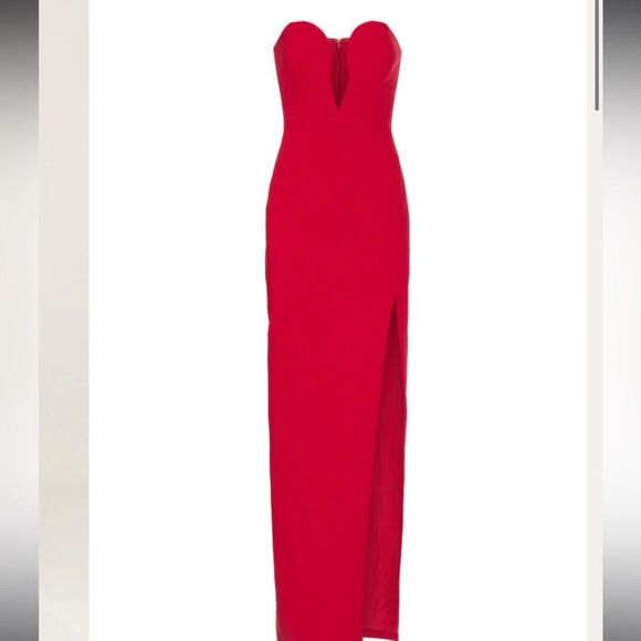 AIDAN MATTOX Red Sweetheart Gown - Picture 4 of 12